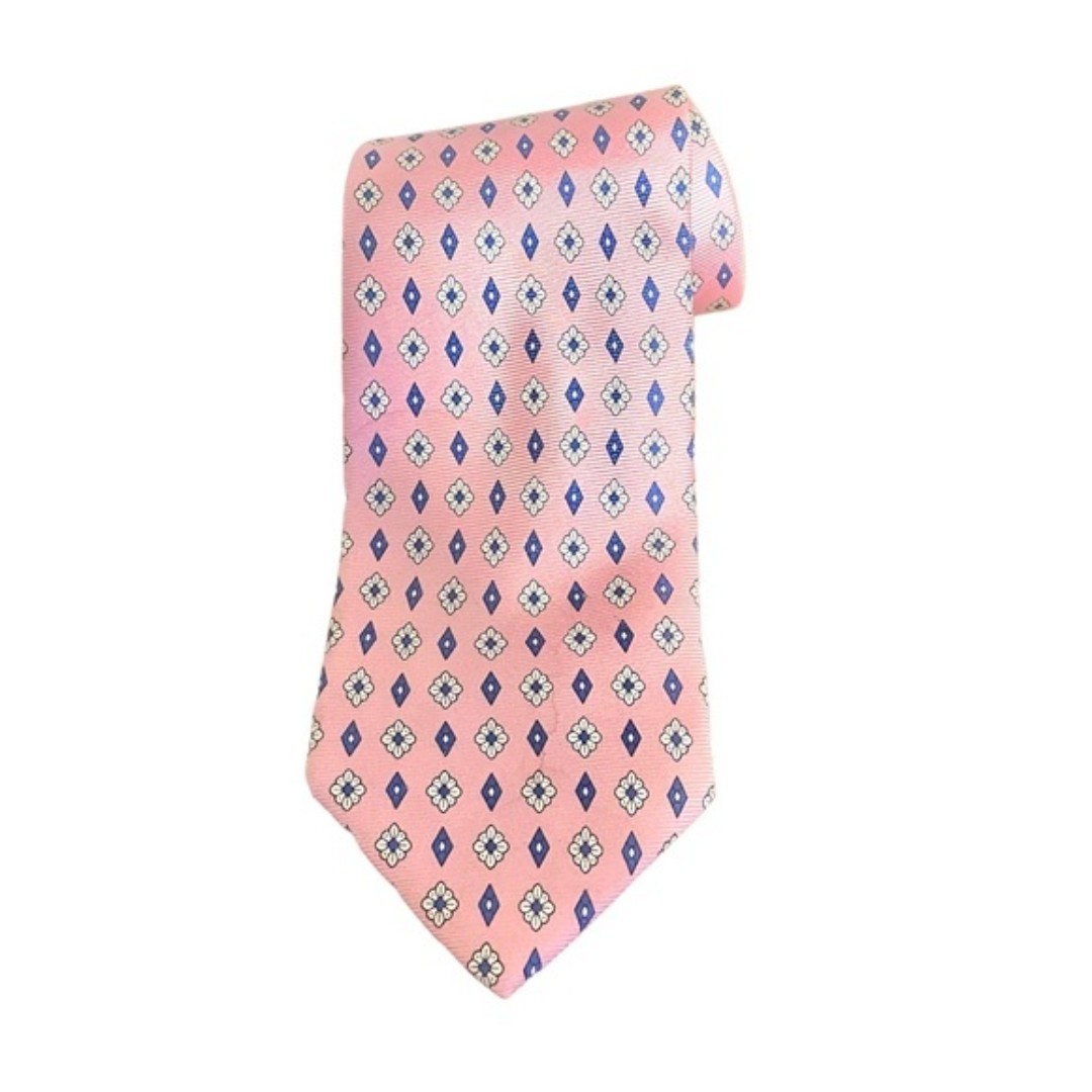 Jos A Bank tie mens 100% silk pink blue diamond tie