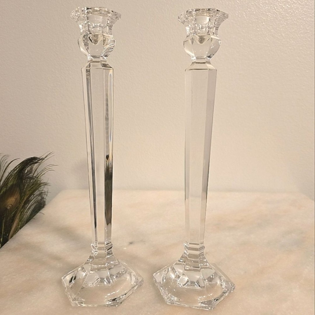 Mikasa Lead Crystal Glass Cambridge 11.5 Candlesticks Holders