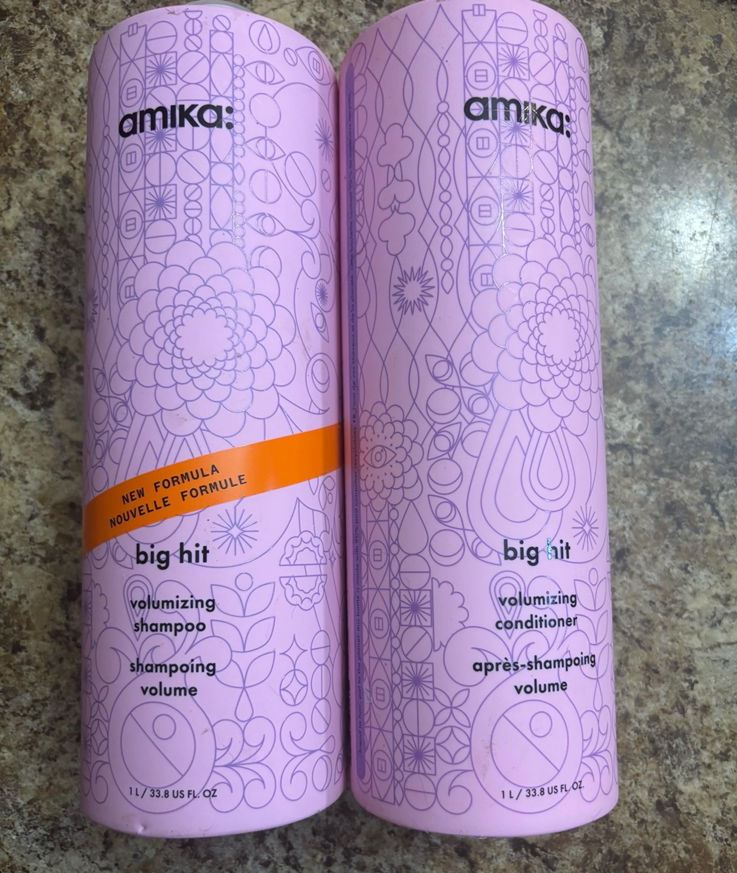 Amika Big Hit Volumizing Shampoo and Conditioner Set, Liter 33oz