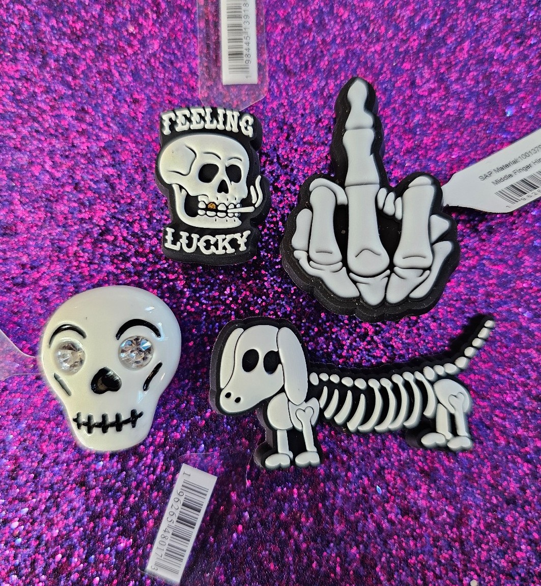 Asst Skulls Jibbitz for Crocsz Authentic, New With tags Set of 4