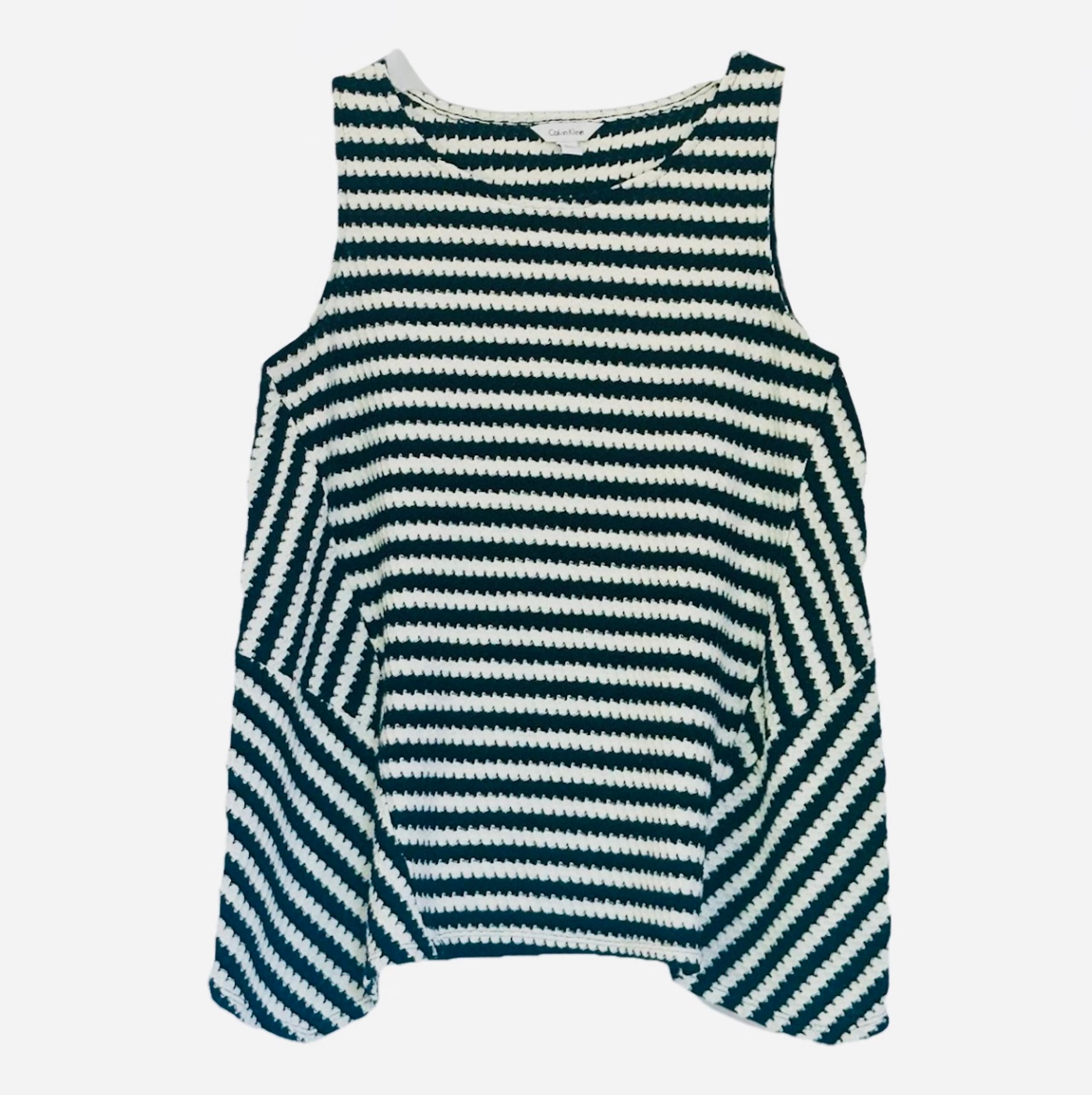 Calvin Klein Black White Women Small Knit Sleeveless  Tank Top