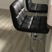 Set Of 2 - Modern PU Leather Counter Height Adjustable Swivel Black Bar Stools