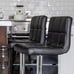 Set Of 2 - Modern PU Leather Counter Height Adjustable Swivel Black Bar Stools