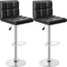 Set Of 2 - Modern PU Leather Counter Height Adjustable Swivel Black Bar Stools