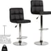 Set Of 2 - Modern PU Leather Counter Height Adjustable Swivel Black Bar Stools