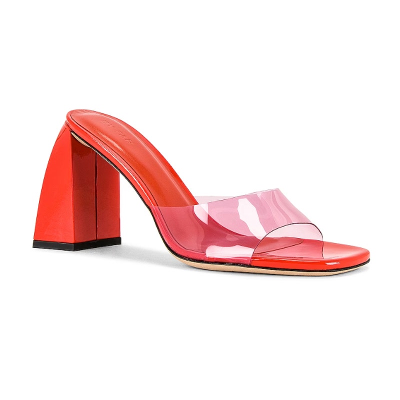 By Far Michele Leather Mules in Lipstick And Flame Size 7