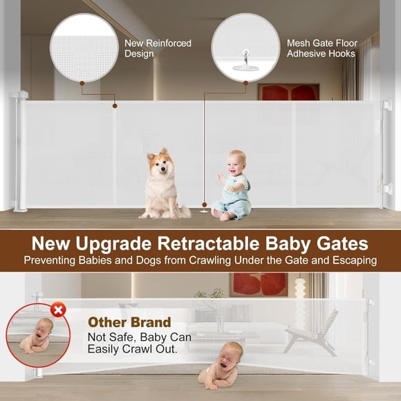 Retractable Baby/ Dog Gate - 200 Extra Wide 37 Tall
