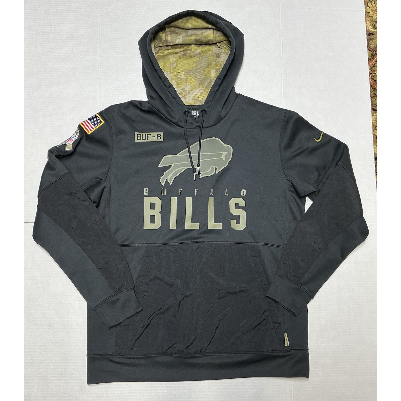 Buffalo Bills Hoodie Mens Large Nike On Field Salute to Service Sweatshirt Black