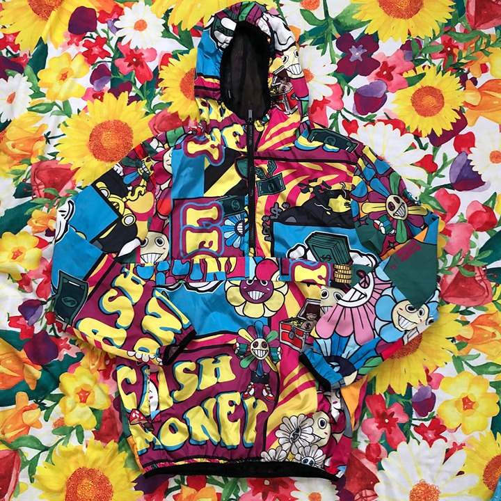 Reason Brand Half Zip Anorak Bright Flower Power Mesh Lined Windbreaker M