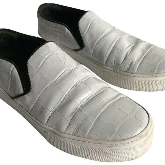 CELINE White Croc Embossed Size 9