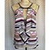 BCBGMaxazria Women's Halter Sexy Keyhole Open Front Ruffle Graphic Print Top XS