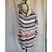 BCBGMaxazria Women's Halter Sexy Keyhole Open Front Ruffle Graphic Print Top XS
