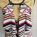BCBGMaxazria Women's Halter Sexy Keyhole Open Front Ruffle Graphic Print Top XS