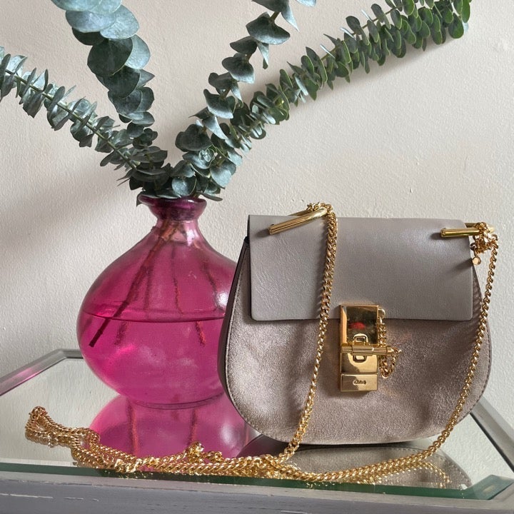 CHLOE Grey Calfskin Drew Crossbody Bag
