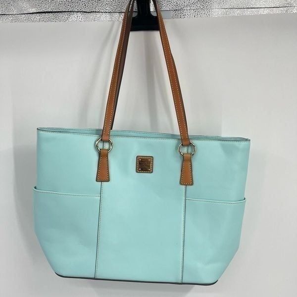 Dooney & Bourke Womens Pale Blue Wexford Leather Small Helena Shoulder Bag