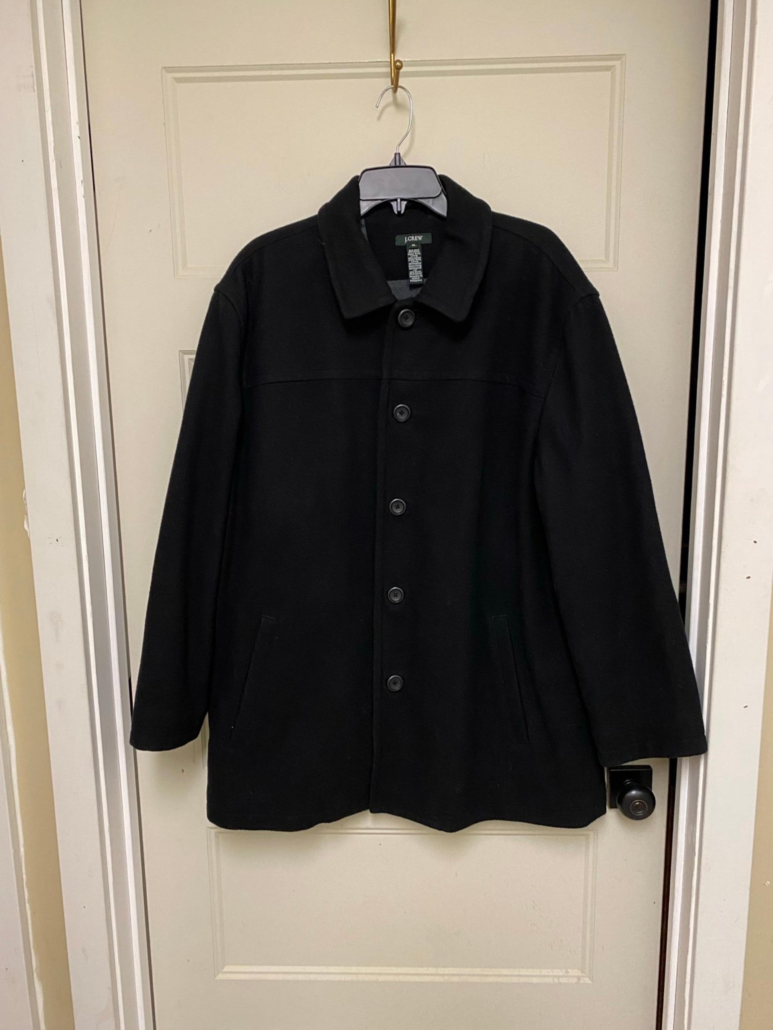 jcrew mens wool black peacoat xl