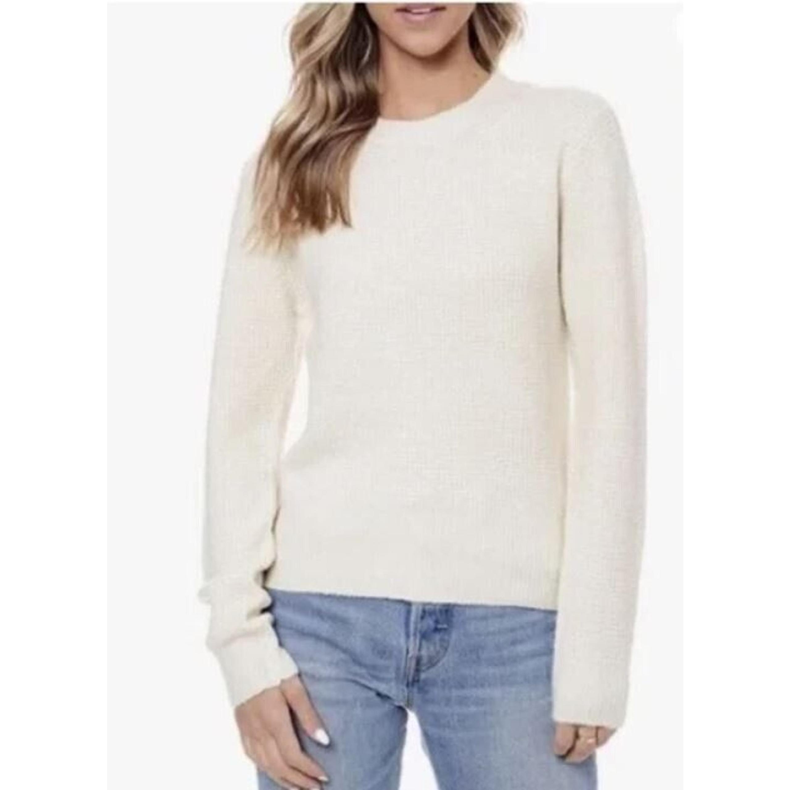 Sophie Rue Women's Cozy Crew Neck Waffle Knit Pullover Sweater in Ecru XS $125
