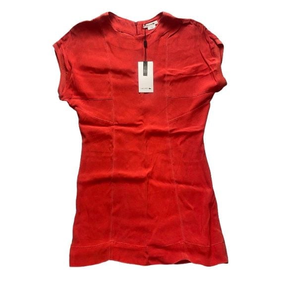 Lacoste Dress Womens 4 Medium Coral Rayon Stretch Cocoon Shift MSRP 225 NWT