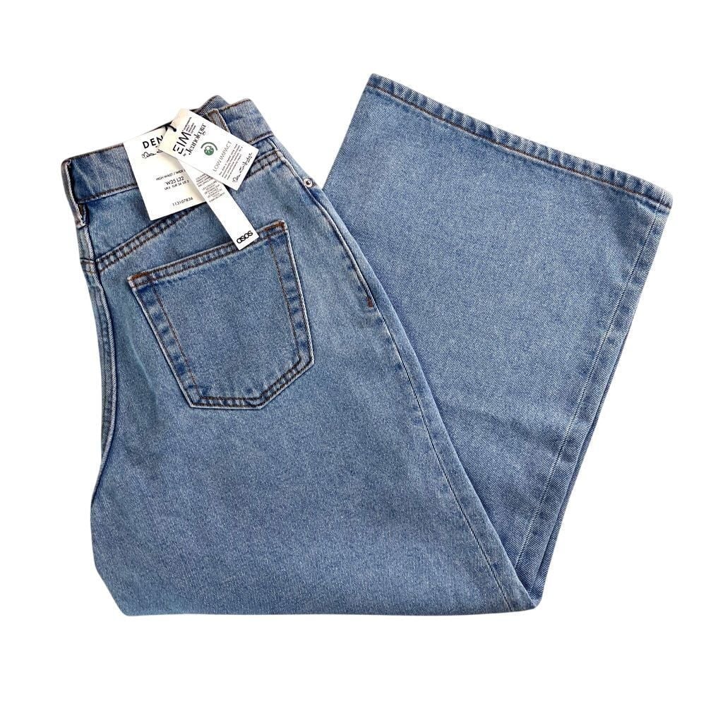 Miss Selfridge Womens Wide Leg Ankle Crop Light Denim Jean Pants, Miss 558
