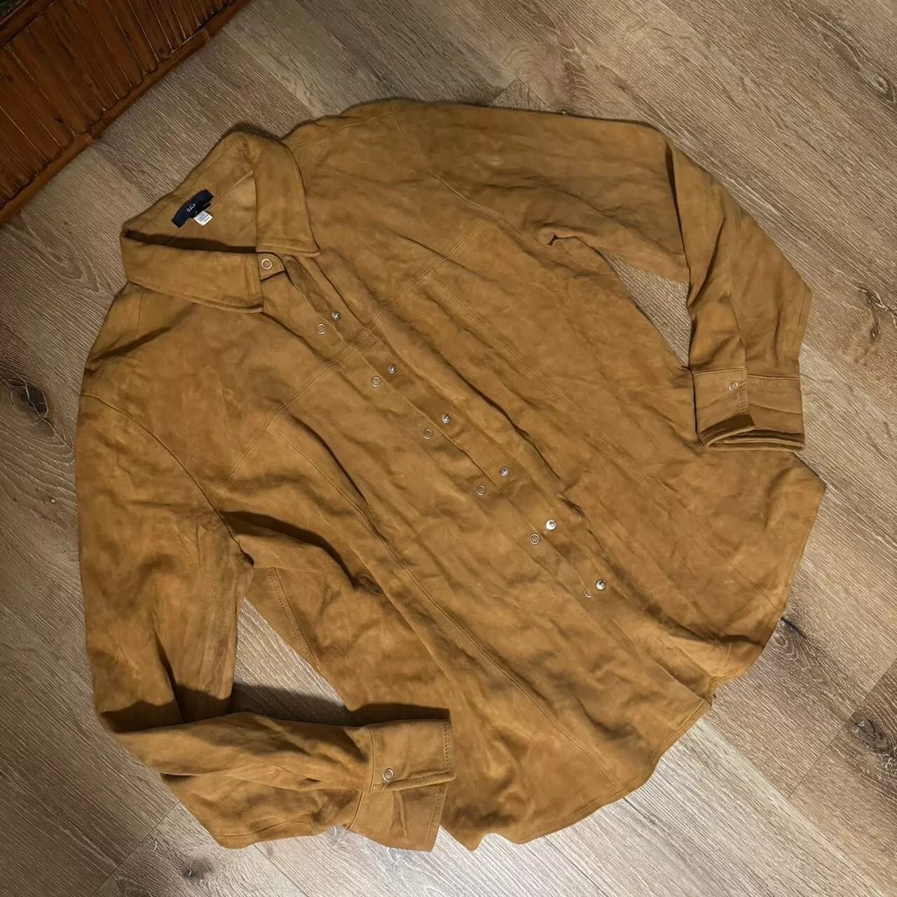 Vintage Gap Suede 100% Genuine Leather Tan Camel Color Button Up Shirt