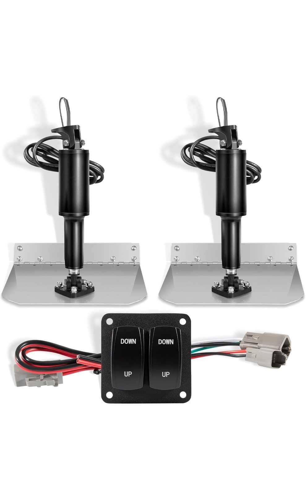 Standard Trim Tab Kit 12V with Double Rocker Switch for Boat