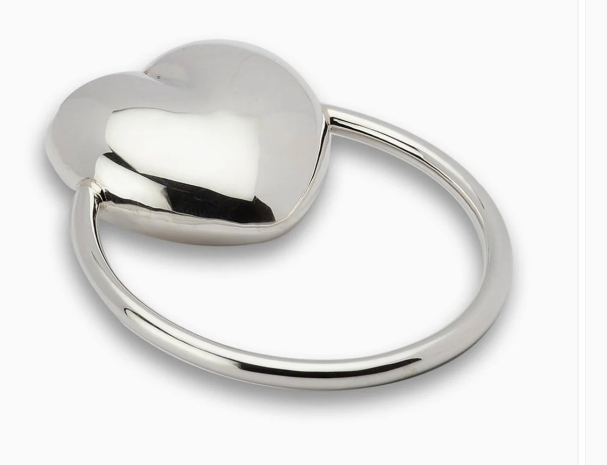 NWT Krysaliis Heart Sterling Silver Baby Teether Rattle