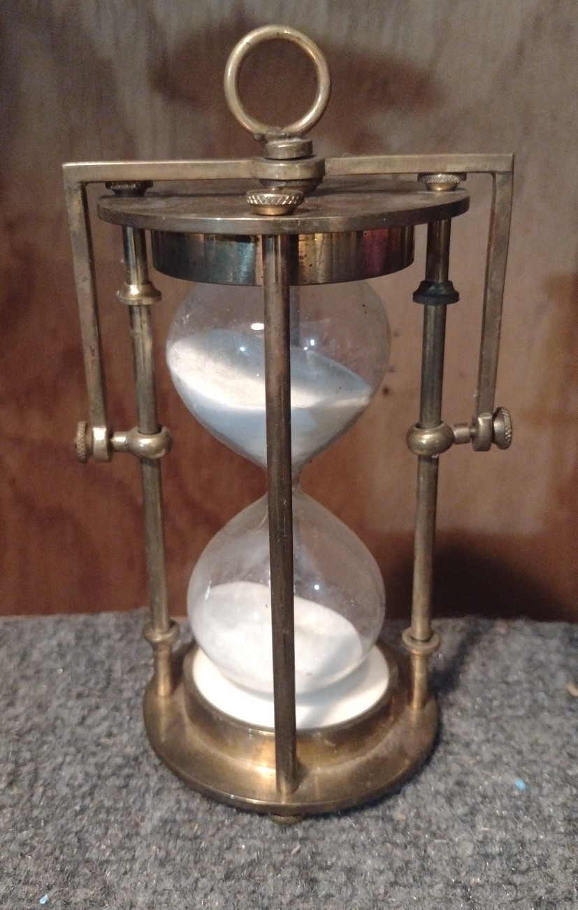 Vintage nautical brass hanging hourglass