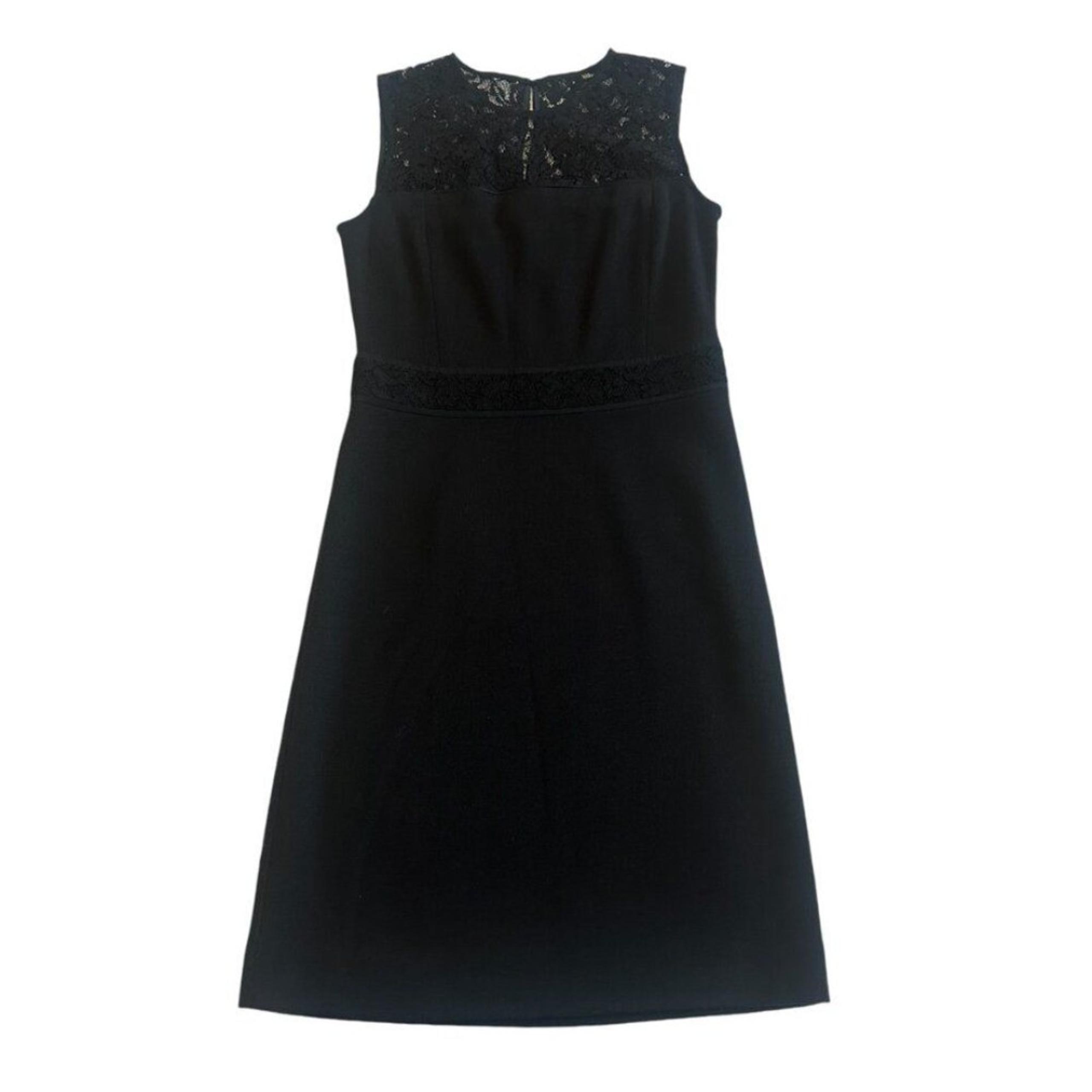 Tory Burch Adriana Black Sleeveless Wool Silk Lace Dress Sheath Size XS Women's