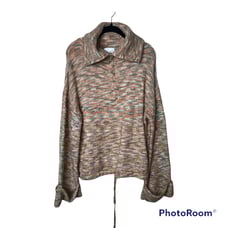 LINE & DOT Revolve Orange Green Marled 1/4 Zip Oversized Sweater Medium