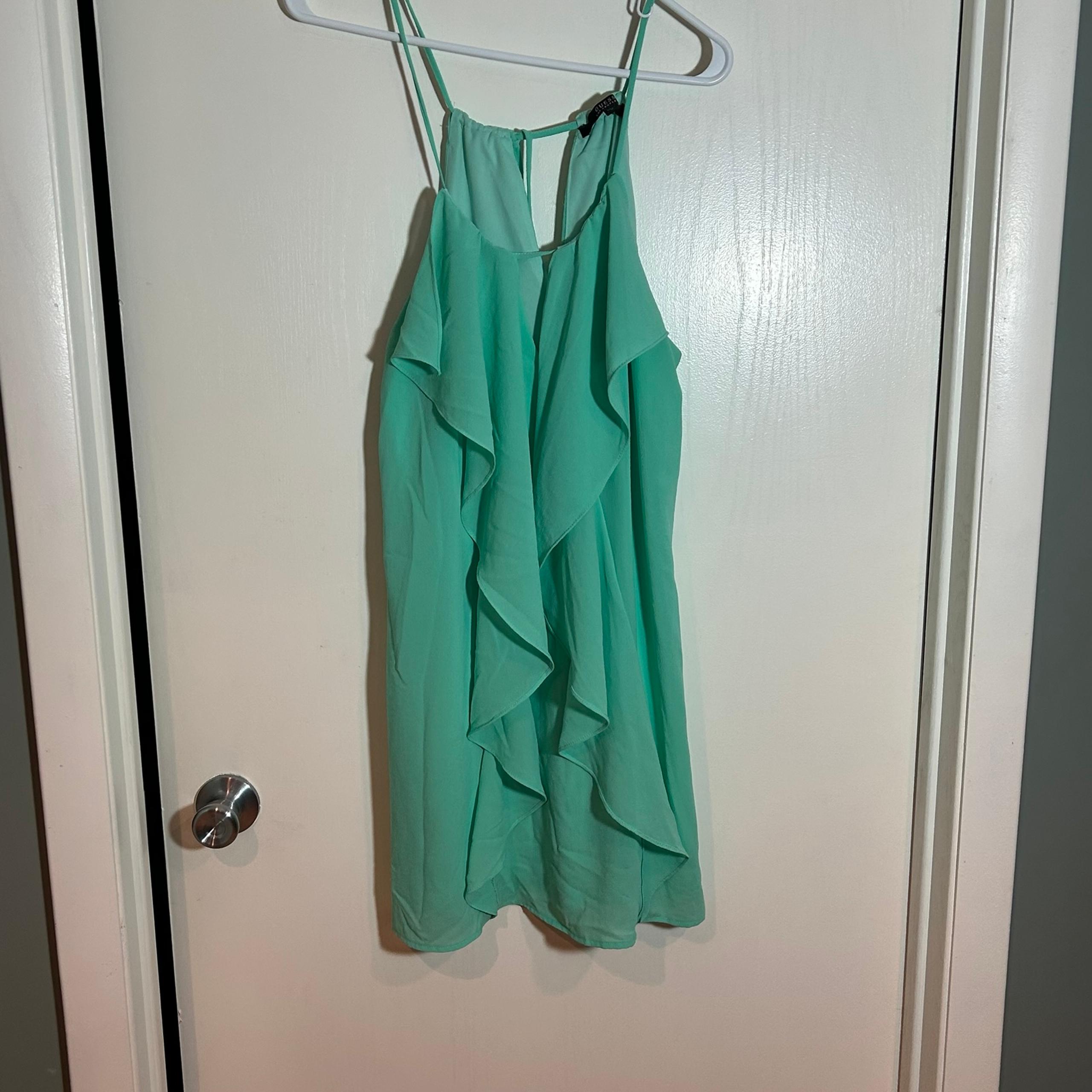 Guess seafoam green flounce ruffle dress medium