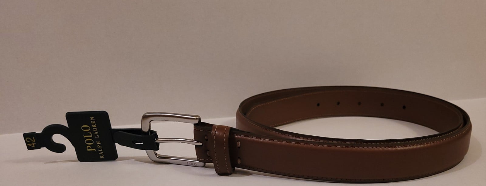 Polo Ralph Lauren Belt Brown Leather Dress Buckle Belt Mens 42