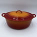 Descoware Flame Orange Cast Iron 4 Qt Oval Enamelware Pot Lid Dutch Oven Belgium