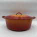 Descoware Flame Orange Cast Iron 4 Qt Oval Enamelware Pot Lid Dutch Oven Belgium