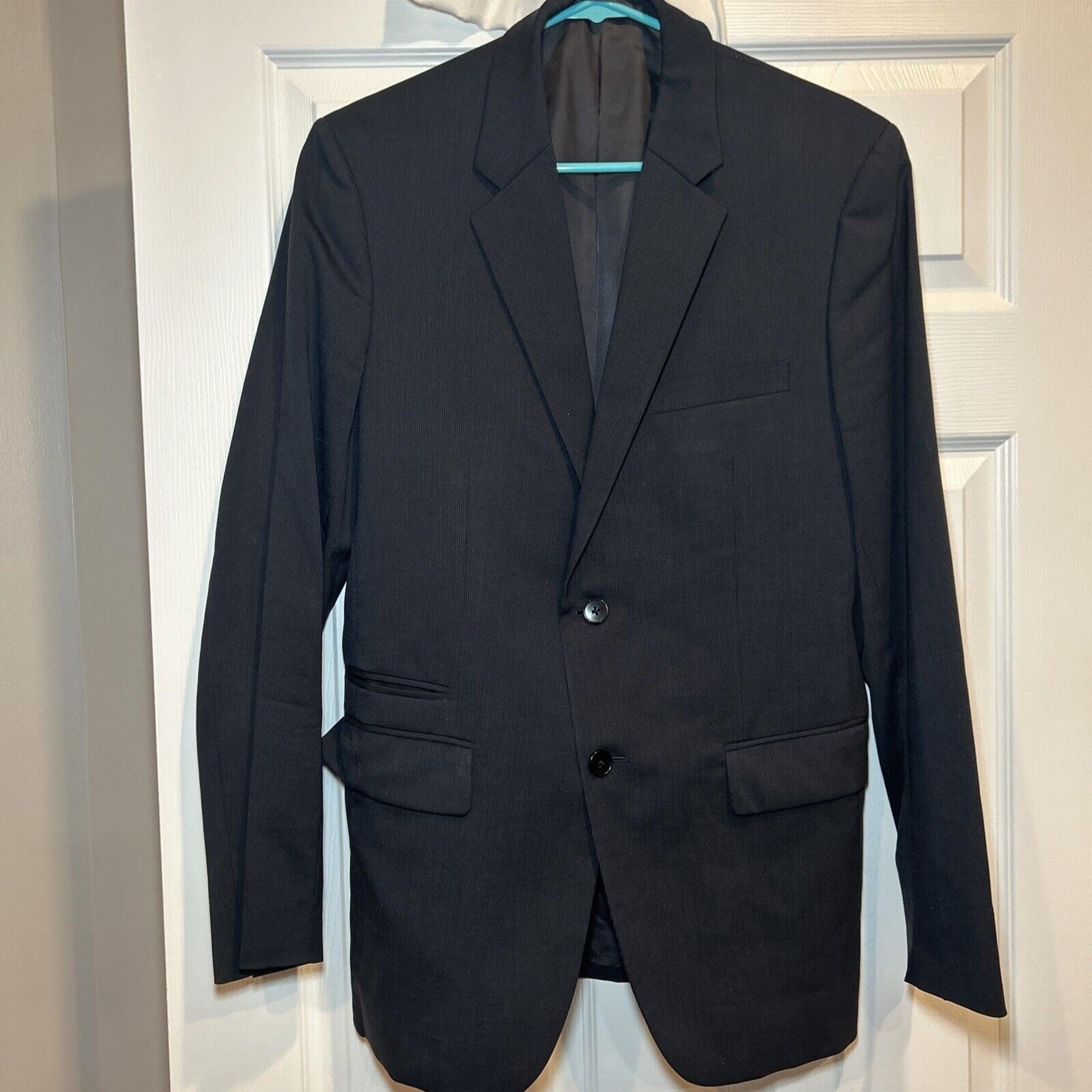 Theory Sport Coat Jacket Gray Black Stripes Wool Men's 40 R  Regular Two Button