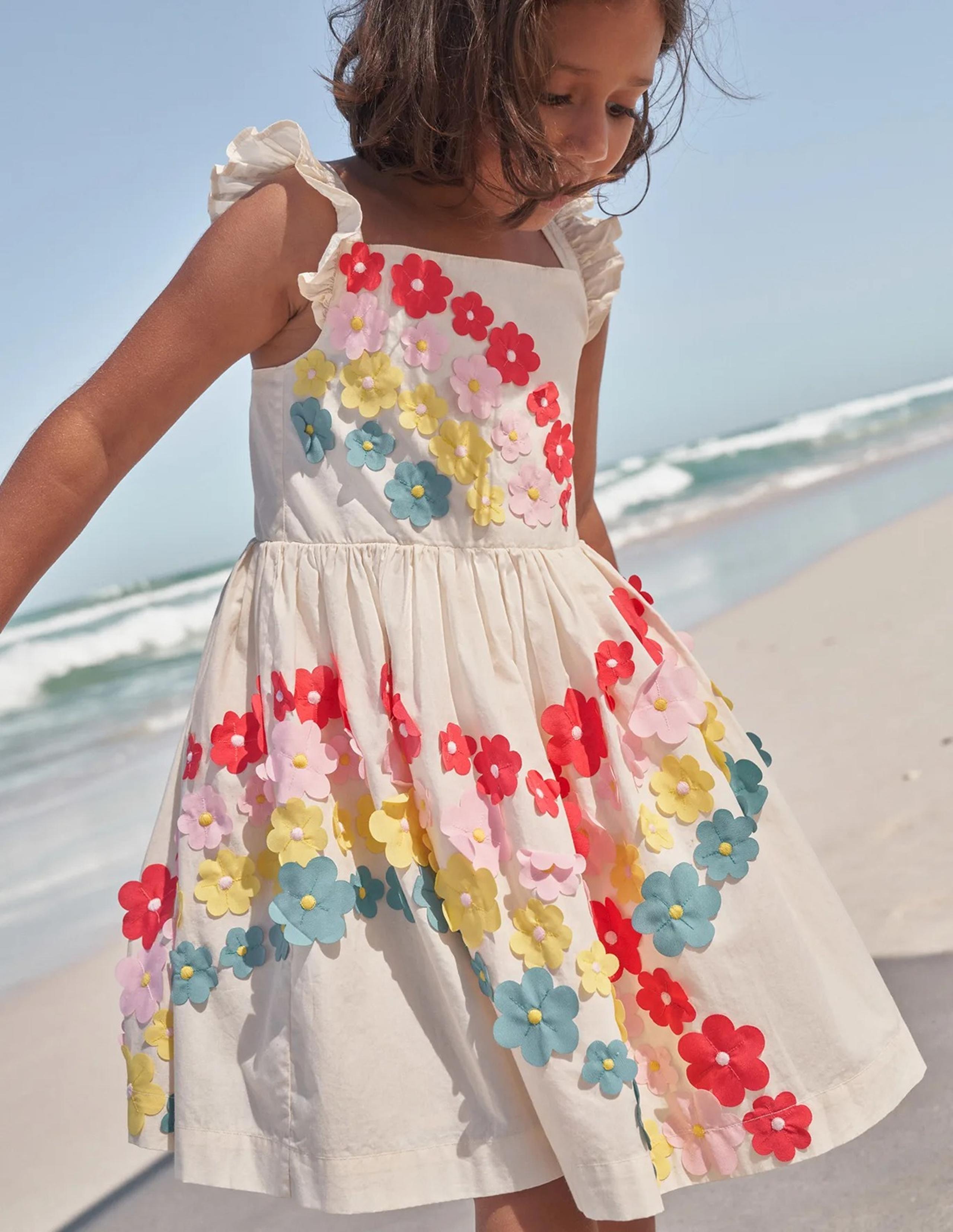 NWT Mini Boden Flutter Flower Rainbow Dress 5-6Y