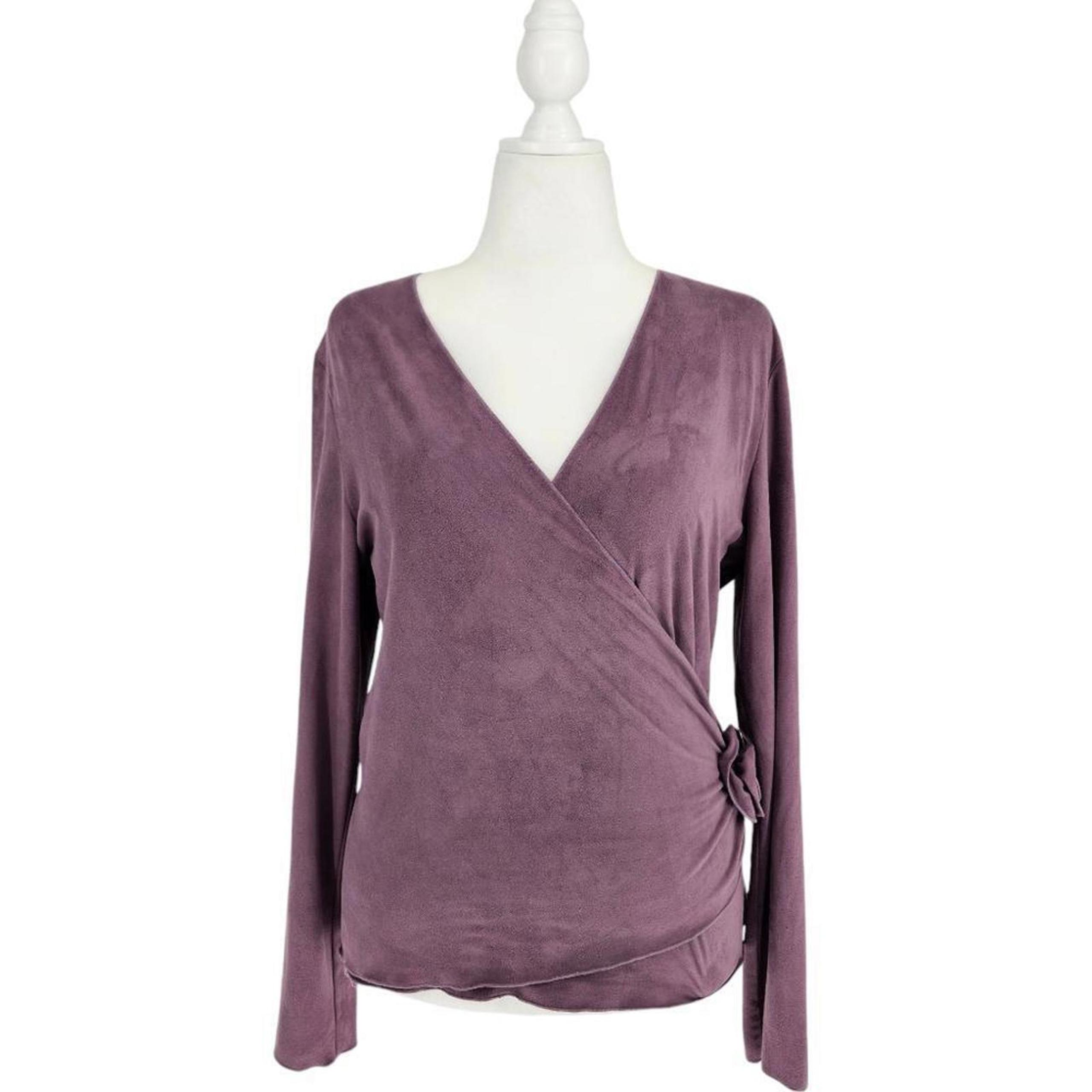 Karen Kane Lavender Faux Suede Buttery Soft Gathered Waist Blouse Womens XL