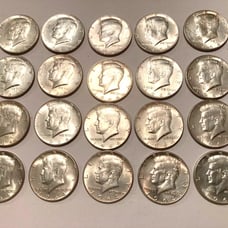 1964 Kennedy Silver Half Dollar - Roll of 20 - Uncirculated