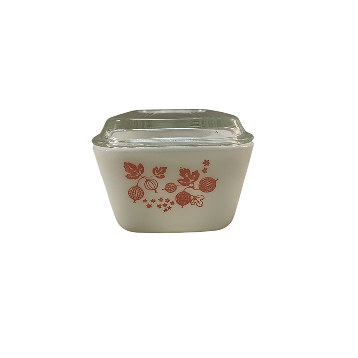 Pyrex Refrigerator Dish with Lid Used Pink Gooseberry Rectangular