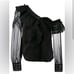 SELF-PORTRAIT Black Frill Trimmed Top