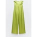 ZARA CUT OUT BOW SATIN EFFECT JUMPSUIT