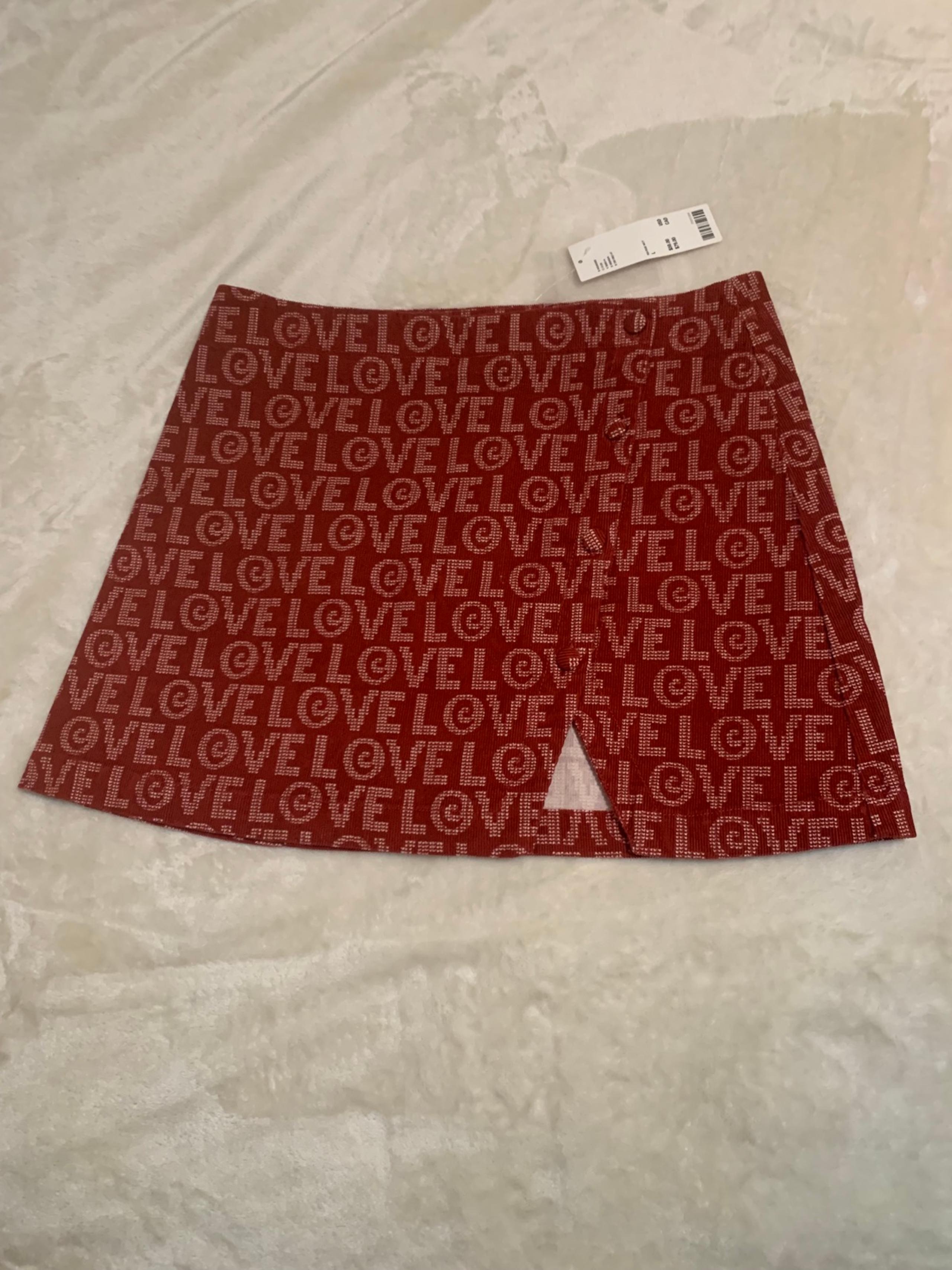 Urban Outfitters Red Love Buttoned A-Line Skirt Women’s Size Large