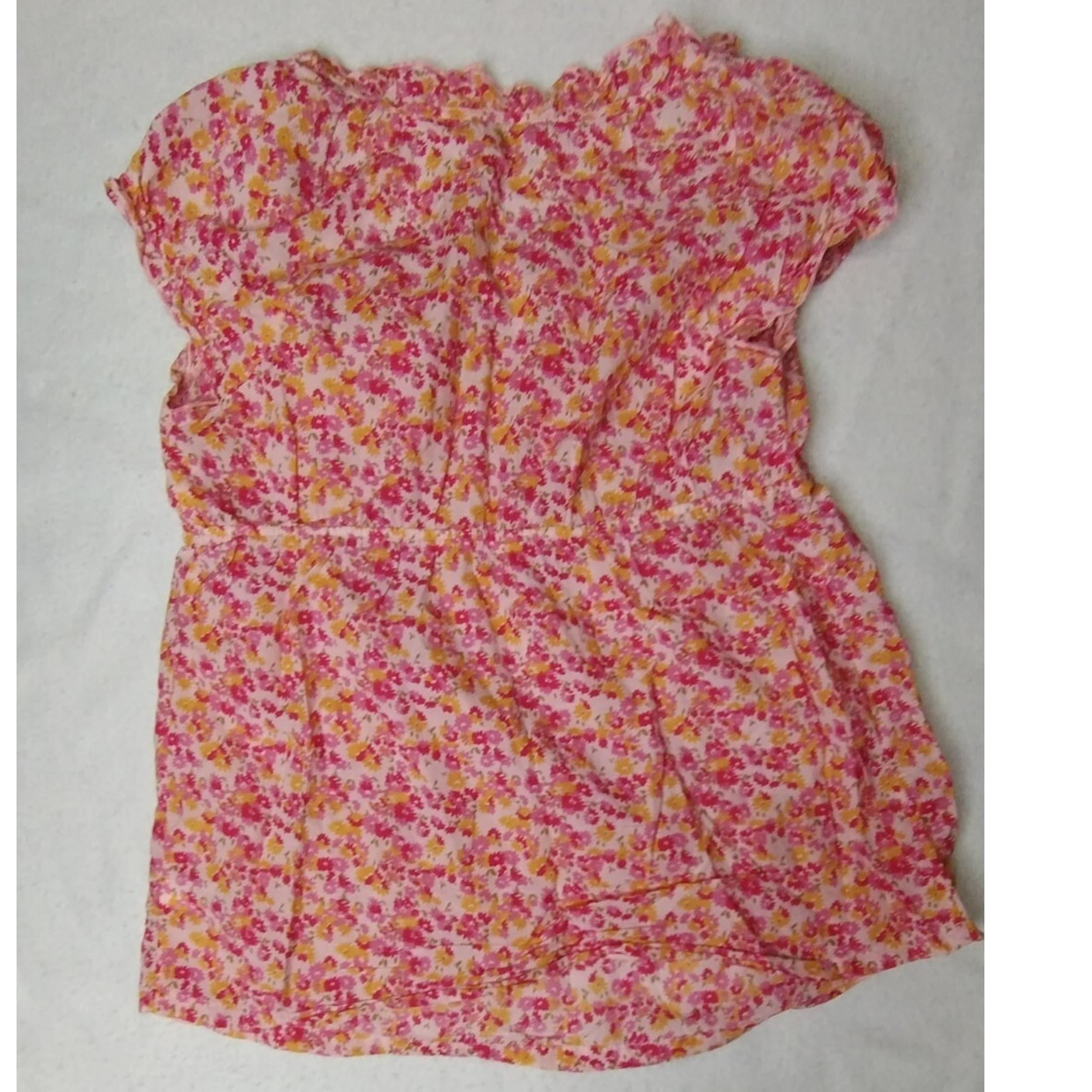 Old Navy Maternity Floral Baby Doll Dress Ruffle Neck Short Sleeve Pink Medium