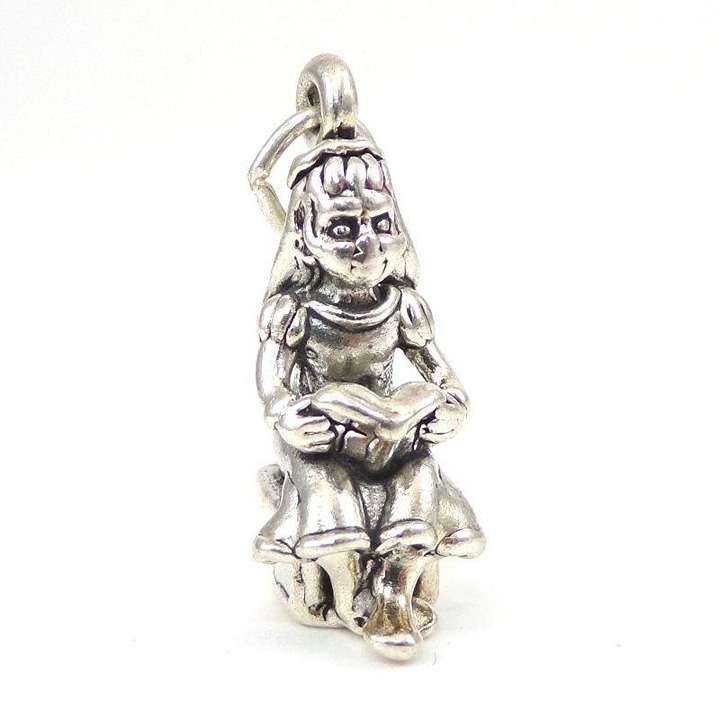 Sterling Silver Girl Reading Book Charm