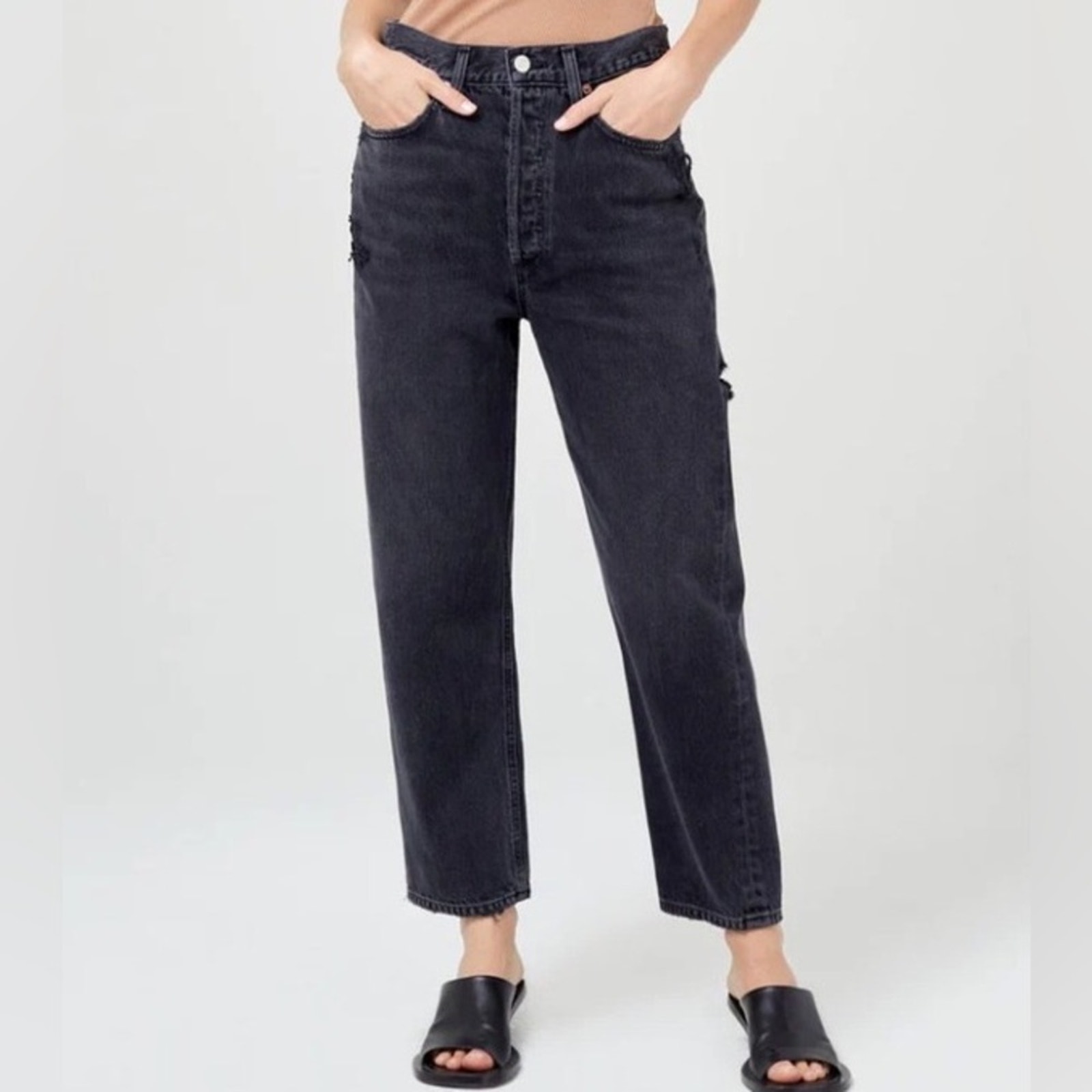 NWT AGOLDE Mid Rise Loose Straight Jeans in Recourse