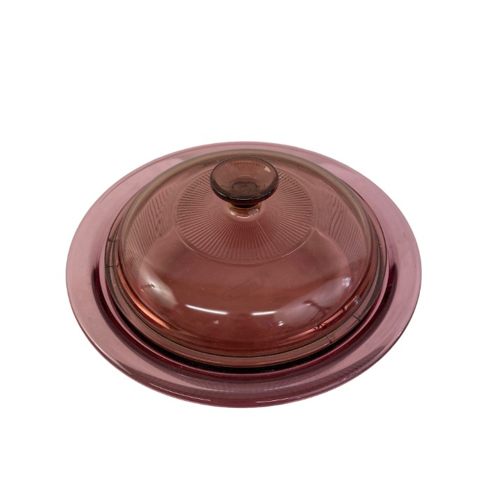 Pyrex Cranberry covered glass baking dish