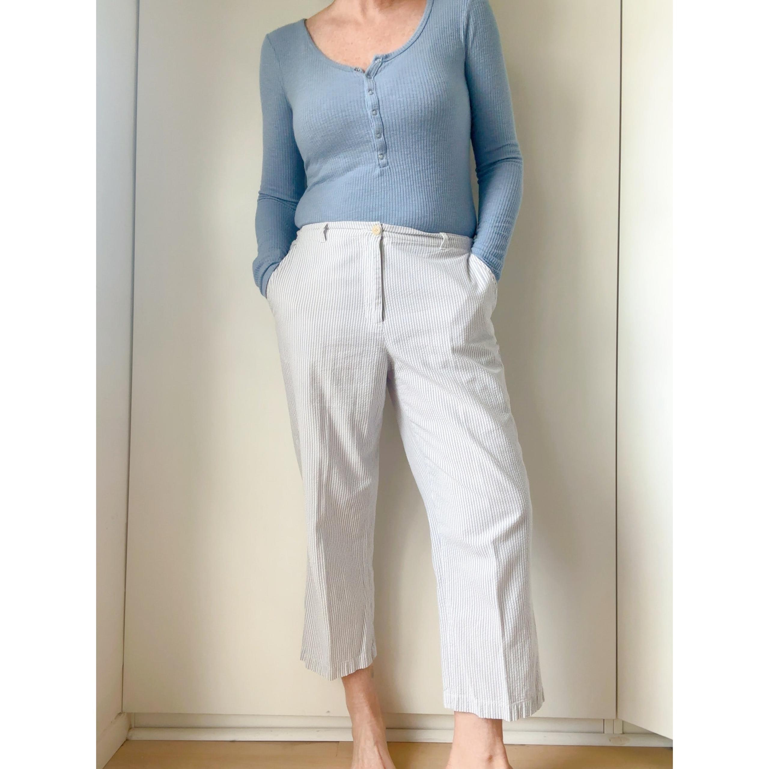 Lands' End Womens Pants Cropped Size 10 Seersucker Clam Digger Summer Cotton