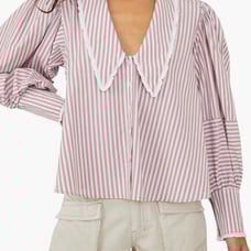 Free People Bexley Stripe Button-Up Top in Brown Combo