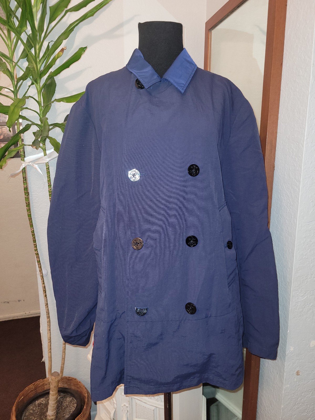 Jacket Men's Nautica Navy blue The Modern Peacoat rainbreaker size large #a18