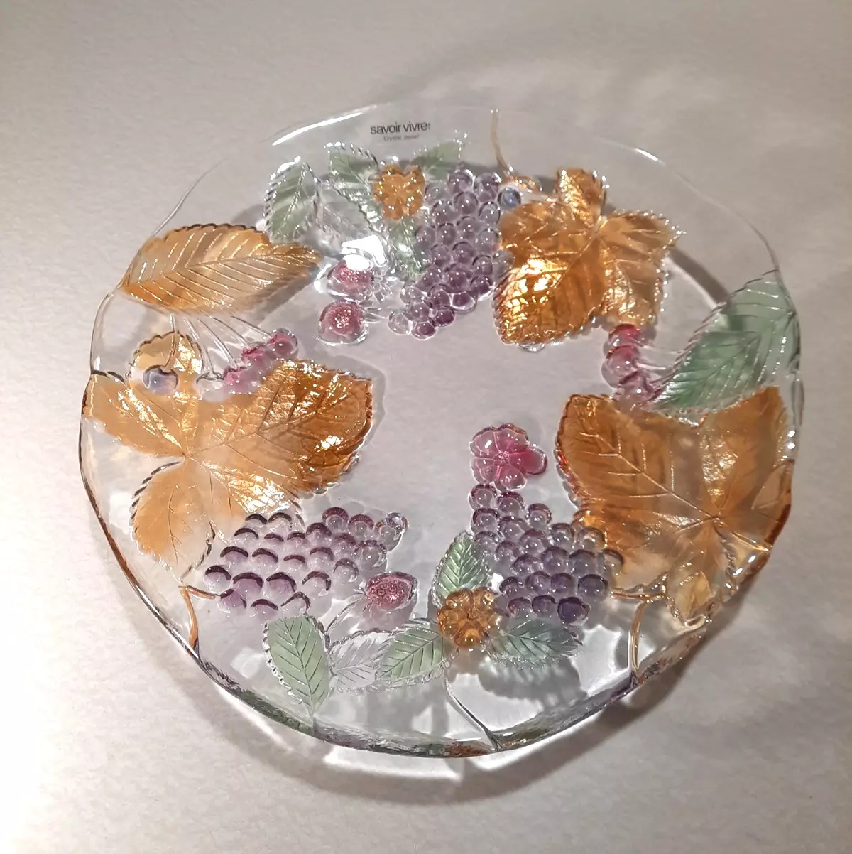 Vintage Crystal Fruit Bowl/Plate By Savoir Vivre Wild Orchard Chablis