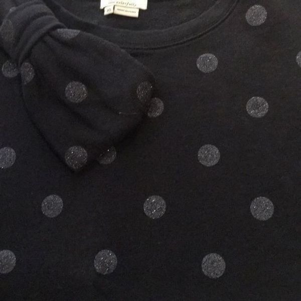 Kate Spade Black with Glitter Dots Bow Sweatshirt